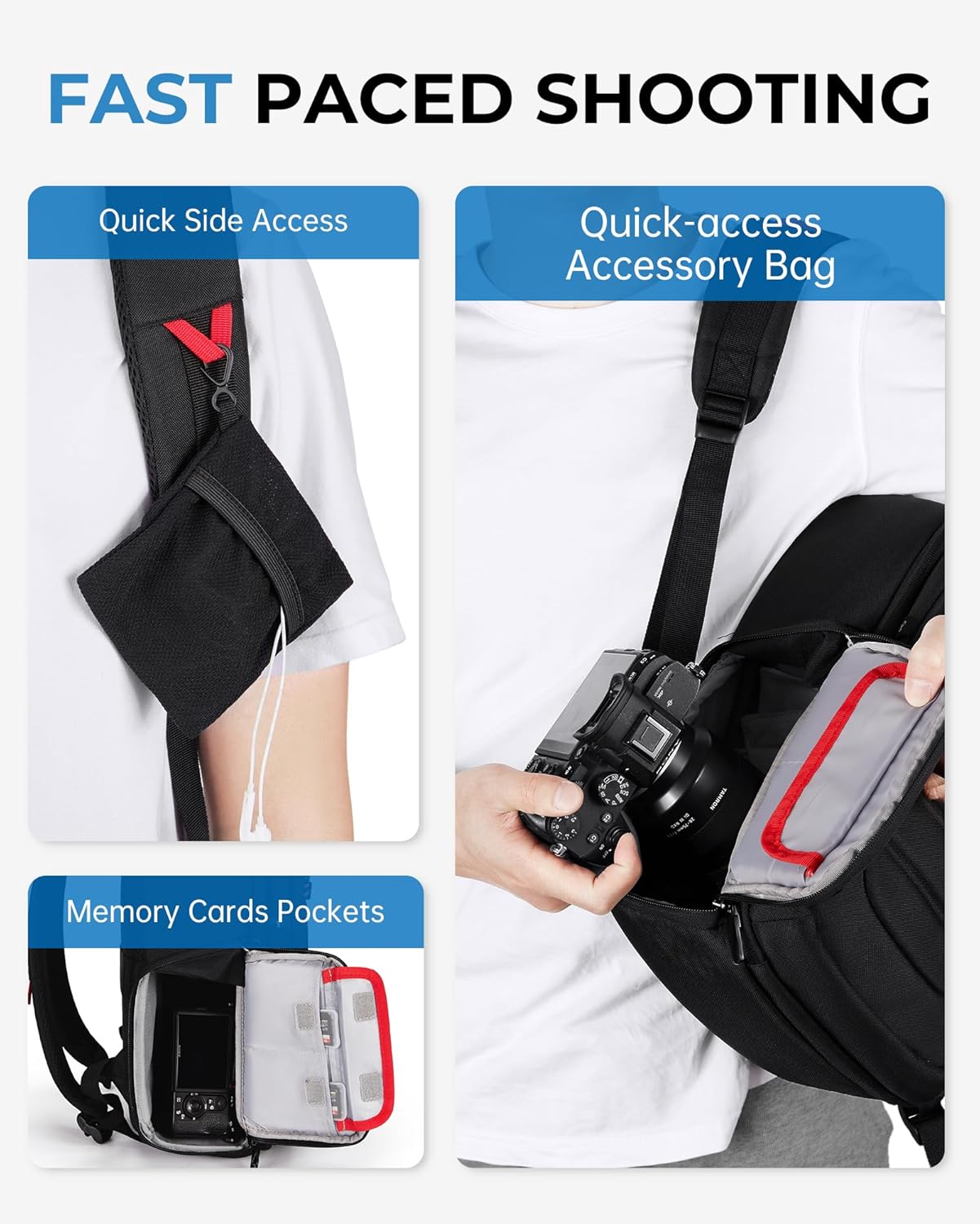 BAGSMART Camera Bag, DSLR SLR Small Camera Backpack Fits 13 Inch Laptop, Photography Backpacks with Rain Cover & Tripod HoldeR - Image 6