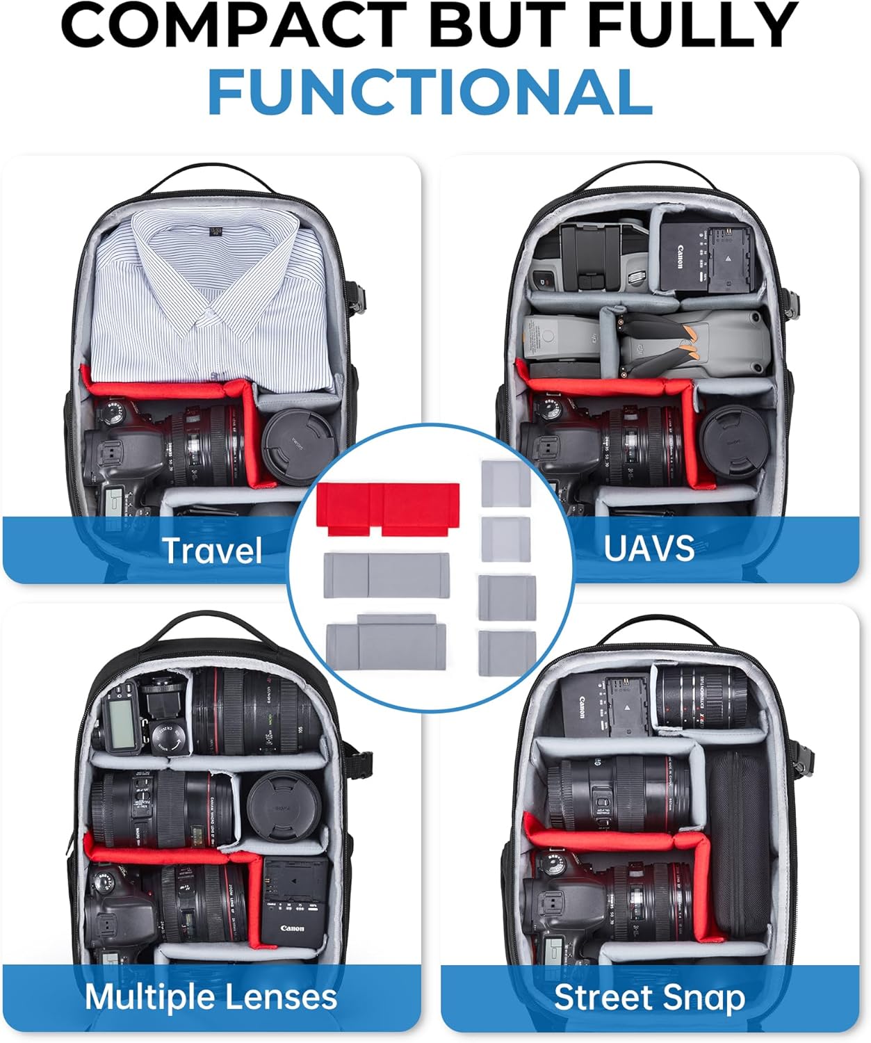 BAGSMART Camera Bag, DSLR SLR Small Camera Backpack Fits 13 Inch Laptop, Photography Backpacks with Rain Cover & Tripod HoldeR - Image 7