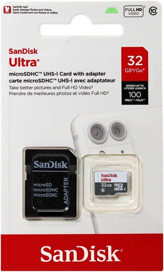 SanDisk Ultra 32GB UHS-I/Class 10 Micro SDHC Memory Card With Adapter - SDSDQUAN-032G-G4A
