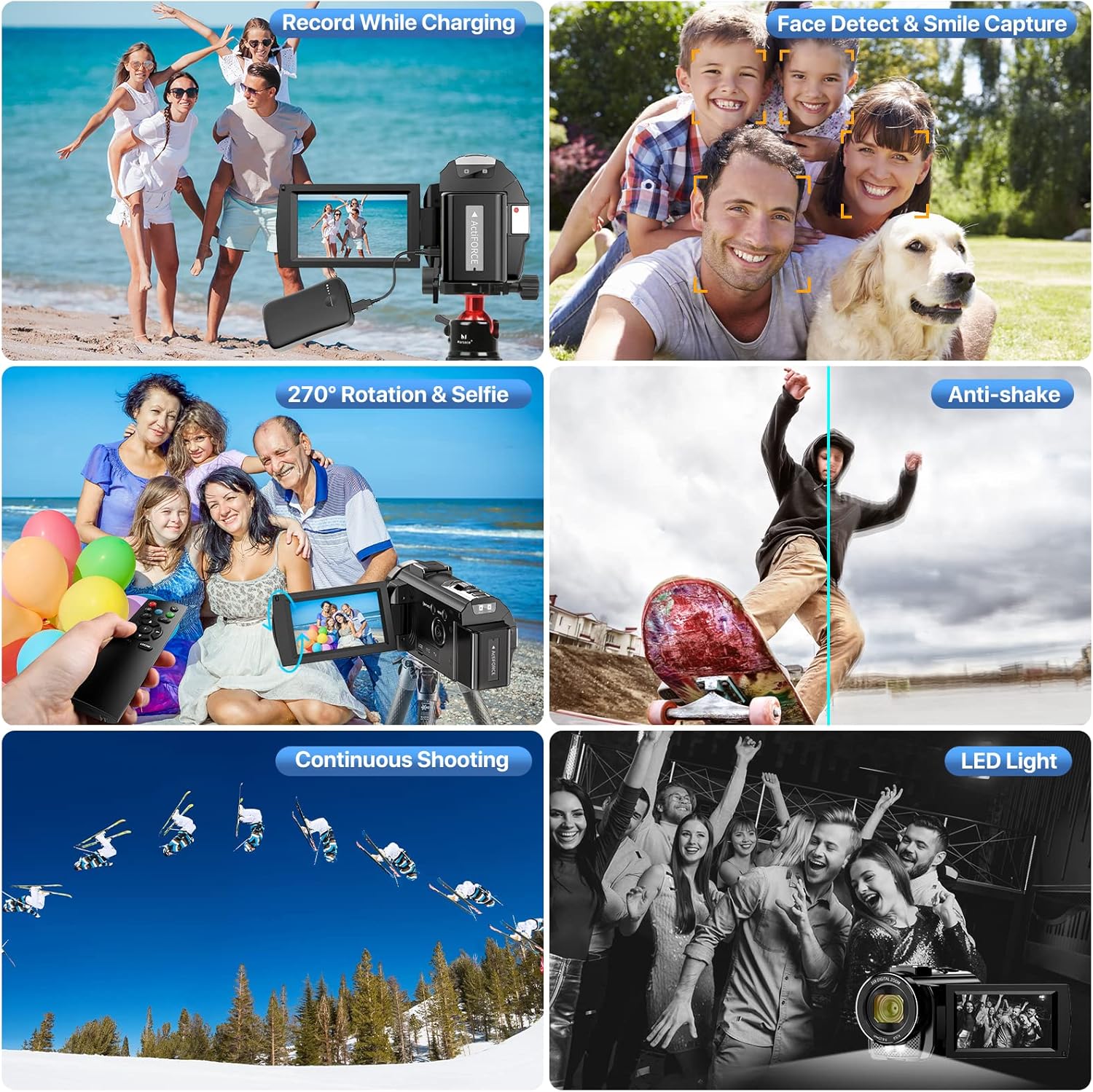 Video Camera YouTube Vlogging Camera Recorder FHD 1080P 24.0MP 3.0 Inch 270 Degree Rotation Screen 16X Digital Zoom Camcorder with Microphone,Remote Control and 2 Batteries - Image 6